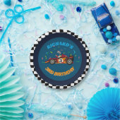 レーシングキッズレースカー誕生日テーマ招待状 ペーパープレート (パーティー)