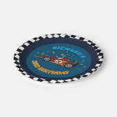 レーシングキッズレースカー誕生日テーマ招待状 ペーパープレート (アングル)