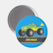 レーシングクールグリーンモンスタートラックパーソナライズされた マグネット (正面/裏面)