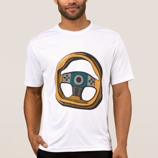 レーシングステアリングホイールコントローラゲーマー Tシャツ (正面)