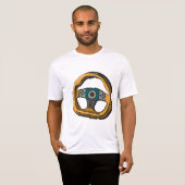 レーシングステアリングホイールコントローラゲーマー Tシャツ (正面フル)
