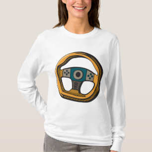 レーシングステアリングホイールコントローラーゲーマー Tシャツ