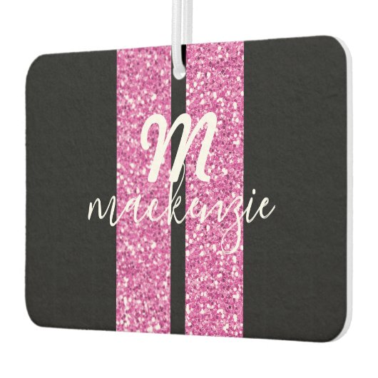 レーシングストライプグリッターピンクハートシェイプ車名 カーエアーフレッシュナー (左)