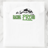 レーシングス誇りを持ったカー 楕円形シール (バッグ)