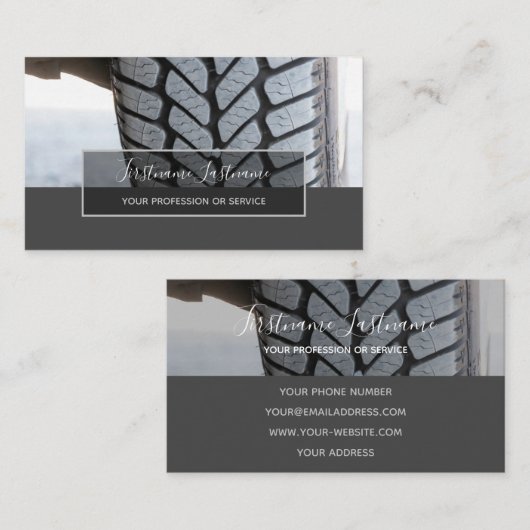 レーシングタイヤとスピードホイールの専門家をチューニング 名刺 (正面/裏面)