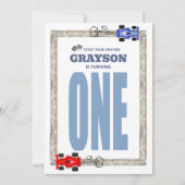 レーシングターニング・ワン・ボーイ1歳の誕生日 招待状 (正面)