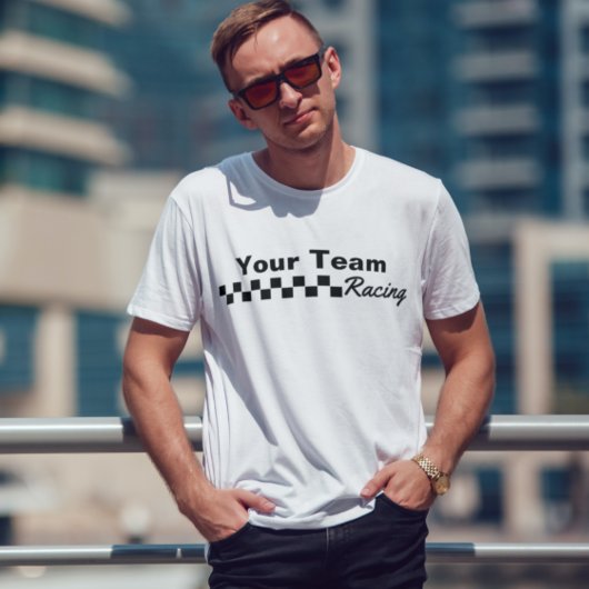 レーシングチーム市松模様にフラグ Tシャツ