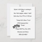 レーシングドライバーの誕生日パーティーデジタルダウンロード 招待状 (裏面)