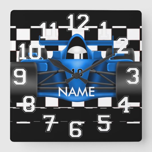 レーシングドラッグレースカーデザイン壁時計 スクエア壁時計 (正面)