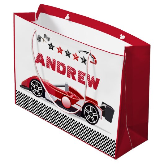 レーシングパーソナライズされたカー抱き枕 ラージペーパーバッグ (裏面アングル)