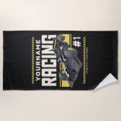 レーシングパーソナライズされたチームのファーストレースカードライバー  ビーチタオル (正面)