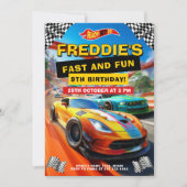レーシングファストカー誕生日パーティー 招待状 (正面)