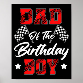 レーシングファミリーのピット 誕生日の男の子のレースカード ポスター