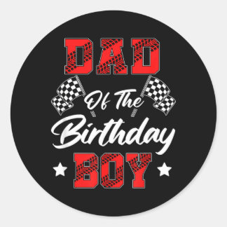 レーシングファミリーのピット 誕生日の男の子のレースカード ラウンドシール