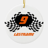 レーシングフラグの写真の保存 セラミックオーナメント (正面)