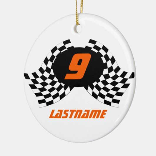 レーシングフラグの写真の保存 セラミックオーナメント (左)