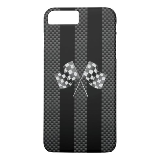 レーシングフラグデザインストライプの炭素繊維スタイル Case-Mate iPhoneケース (裏面)