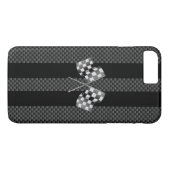 レーシングフラグデザインストライプの炭素繊維スタイル Case-Mate iPhoneケース (裏面(横))