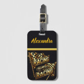 レーシングフラッグはボディーコンペティションのスリル ラゲッジタグ (正面縦)