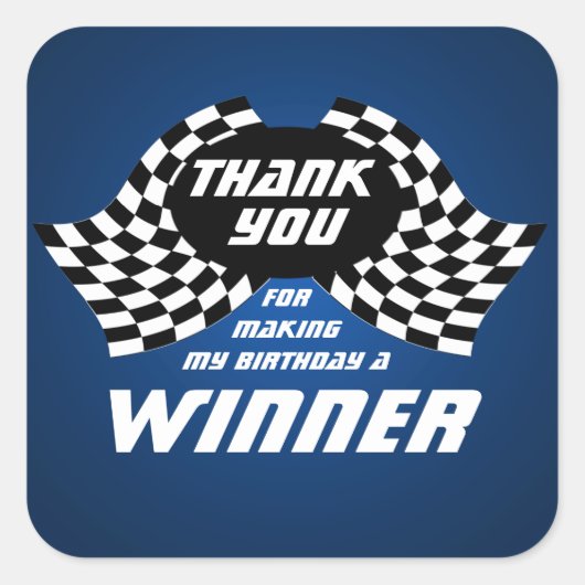 レーシングフラッグスサンキューブルー スクエアシール (正面)