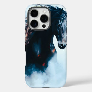 レーシングブラックホースの肖像画ミニマリスト iPhone 16 PROケース