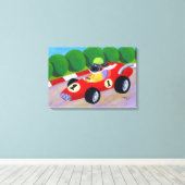 レーシングブラックラブラドールアートワーク キャンバスプリント (インサイチュ (ウッドフロア))