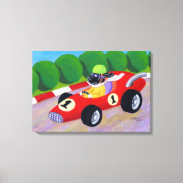 レーシングブラックラブラドールアートワーク キャンバスプリント