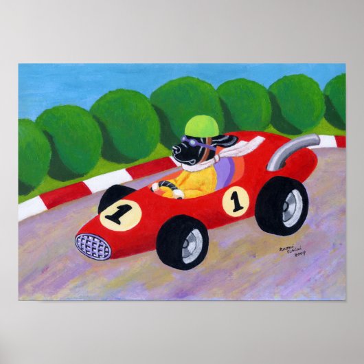 レーシングブラックラブラドールアートワーク ポスター (正面)