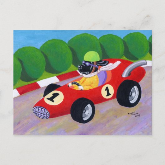 レーシングブラックラブラドール ポストカード (正面)