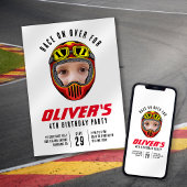 レーシングヘルメットフォトバースデーパーティー 招待状