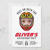 レーシングヘルメットフォトバースデーパーティー 招待状 (正面)