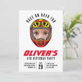 レーシングヘルメットフォトバースデーパーティー 招待状 (スタンド正面)