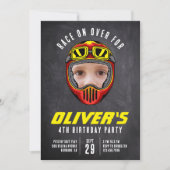 レーシングヘルメットフォトバースデーパーティー 招待状 (正面)