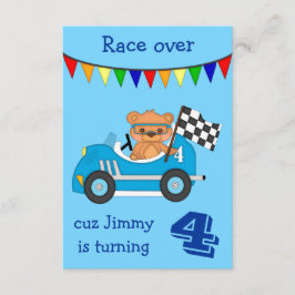 レーシングベア子供の誕生日パーティー 招待状