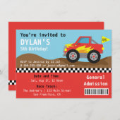 レーシングモンスタートラックパーティー、男子入場チケット 招待状 (正面/裏面)