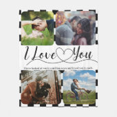 レーシングラブフォトコラージュ記念日バレンタイン フリースブランケット (正面)