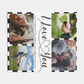 レーシングラブフォトコラージュ記念日バレンタイン フリースブランケット (正面(横))