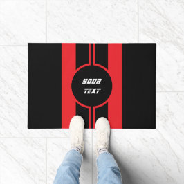 レーシングレッドダブルストライプスポーツスカスタムポーツ ドアマット