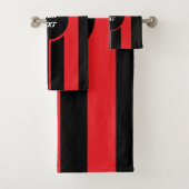 レーシングレッドダブルストライプスポーツスカスタムポーツ バスタオルセット (インサイチュ)