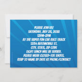 レーシングレッドレースカーフレイムス少年の誕生日パーティー 招待状 (裏面)