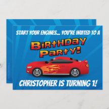 レーシングレッドレースカーフレイムス少年の誕生日パーティー