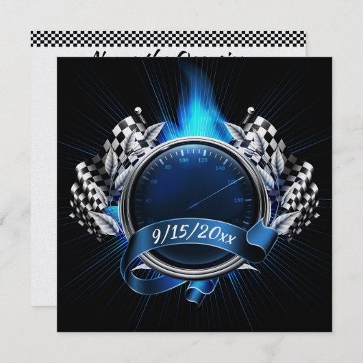 レーシングレースカーイベント招待状 招待状 (正面/裏面)
