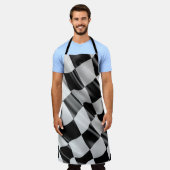 レーシング市松模様にフラグ楕円トラックまたはドラッグレース エプロン (着用した状態)