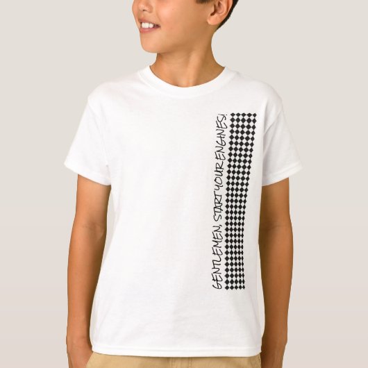 レーシング市松模様にフラグ紳士エンジンを開始 Tシャツ (正面)