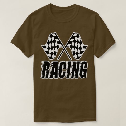レーシング市松模様にフラックの市松模様に財務フラグ Tシャツ (デザイン正面)