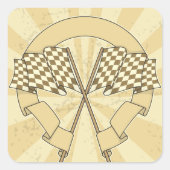 レーシング市松模様にフラッグステッカー スクエアシール (正面)