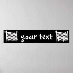 レーシング市松模様にブラシのフラグのバナー ポスター