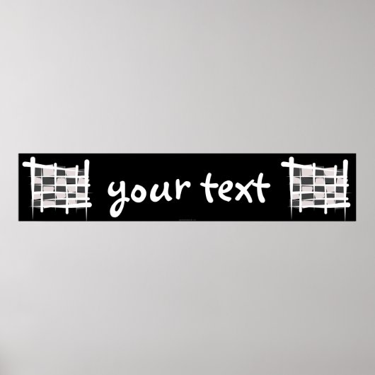 レーシング市松模様にブラシのフラグのバナー ポスター (正面)