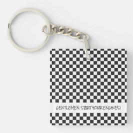 レーシング紳士はあなたのエンジンのフラグを開始す市松模様にる キーホルダー