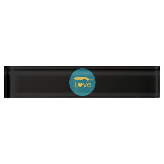 レーシング退職したグレイハウンドの愛 デスクネームプレート (正面)